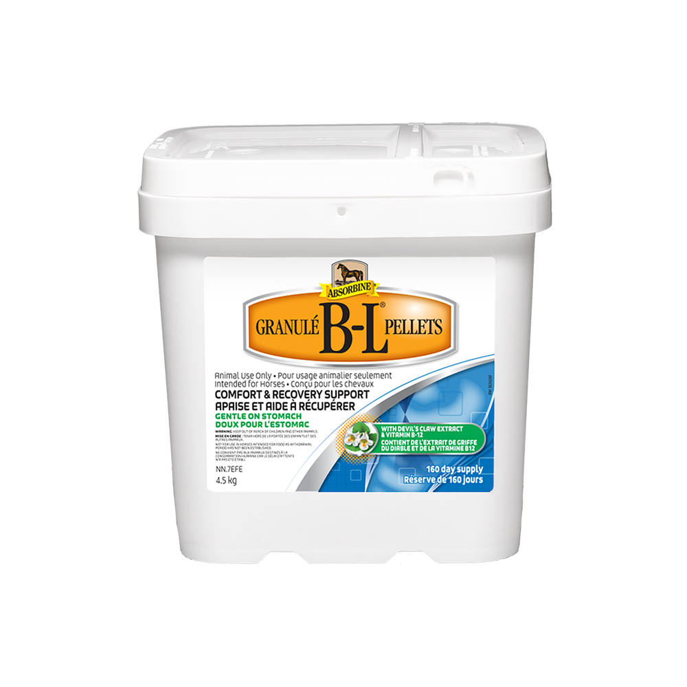 B-L supplement pellets, comfort & recovery support.  160 day supply in a 4.5 kg bucket.
