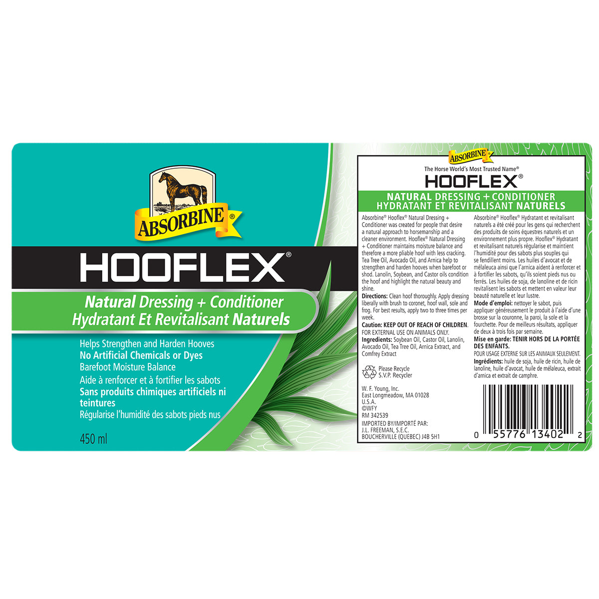 Absorbine Hooflex Natural Dressing and Conditioner label.