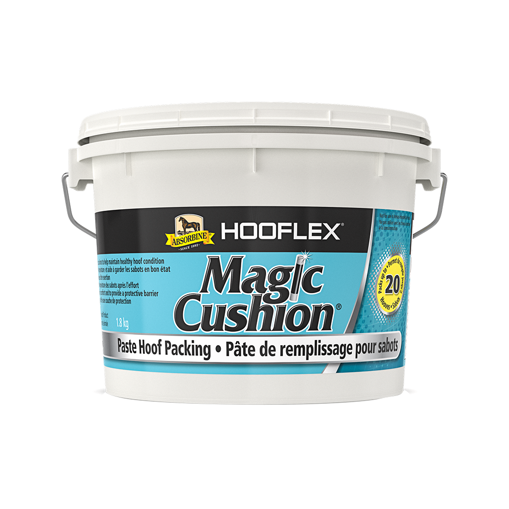Absorbine Hooflex Magic Cushion 1.8 kg bucket of hoof packing paste.